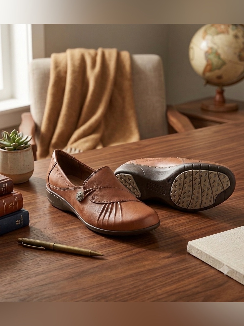 Cobb Hill Rockport Paulette Bronze Leather Loafers size 6⁠